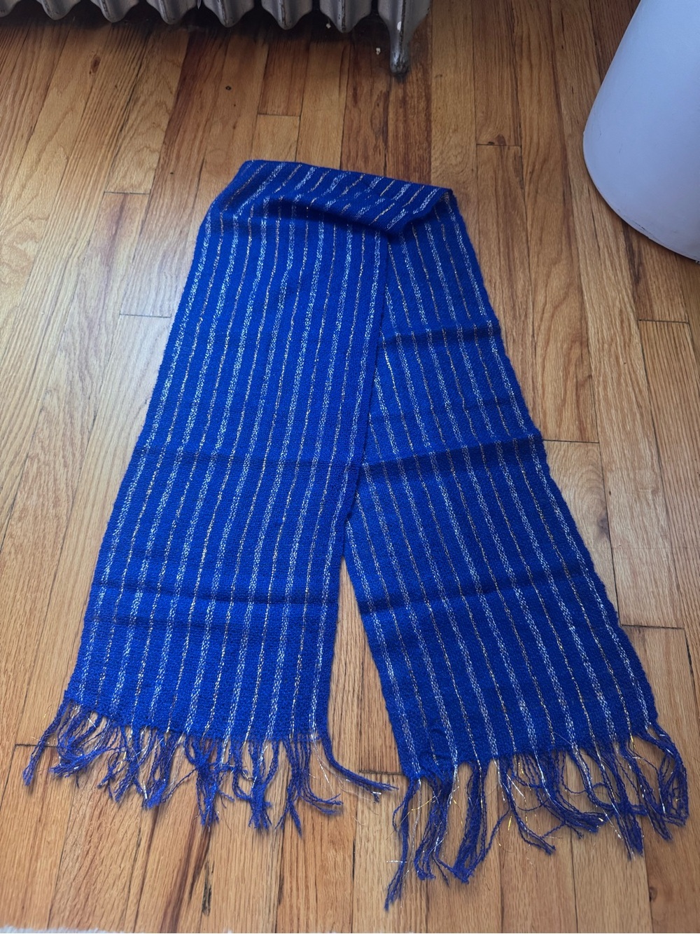 Vintage blue metallic scarf